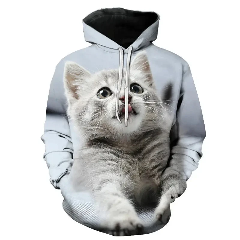 New Kawaii Hoodie 3D Printed Cat Oversize Mens Women's Sweatshirt Pullover Long Sleeve Oversized Hooded Sweatshirts Tops Clothes