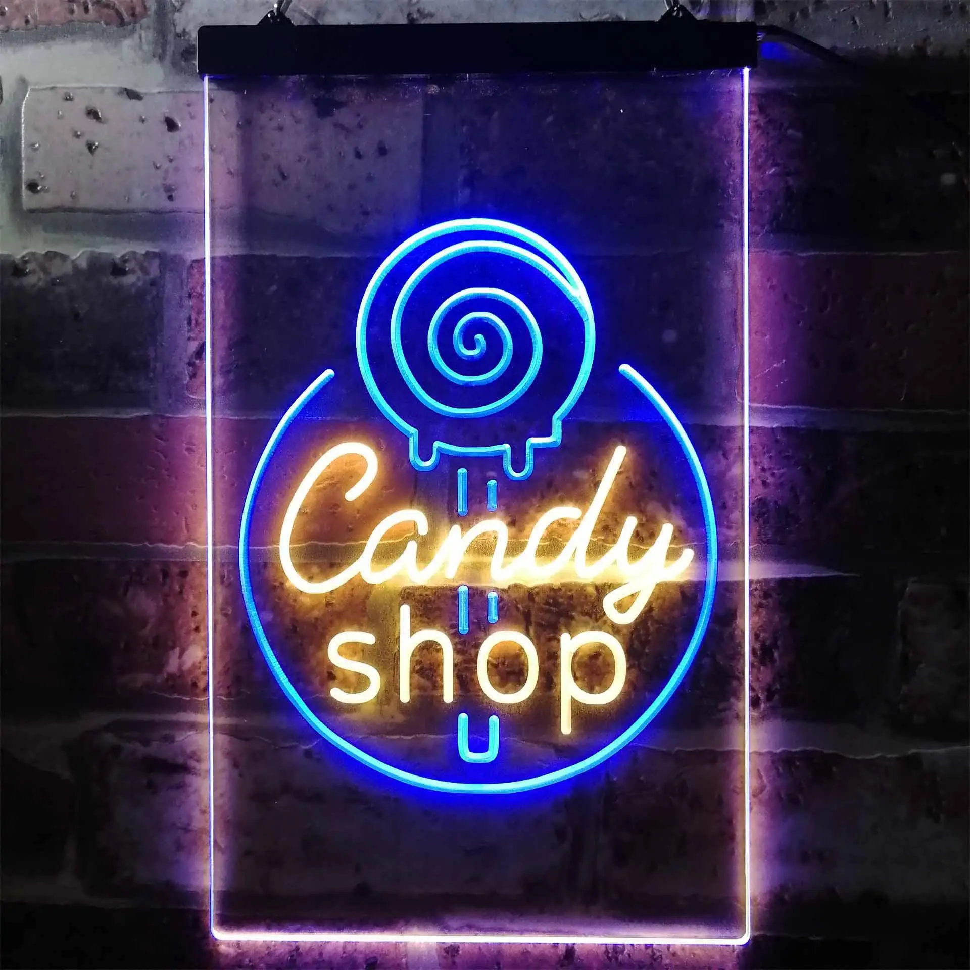 

Candy shop. with swirl Lollipop Dual Color Led Neon Sign st6-i3219