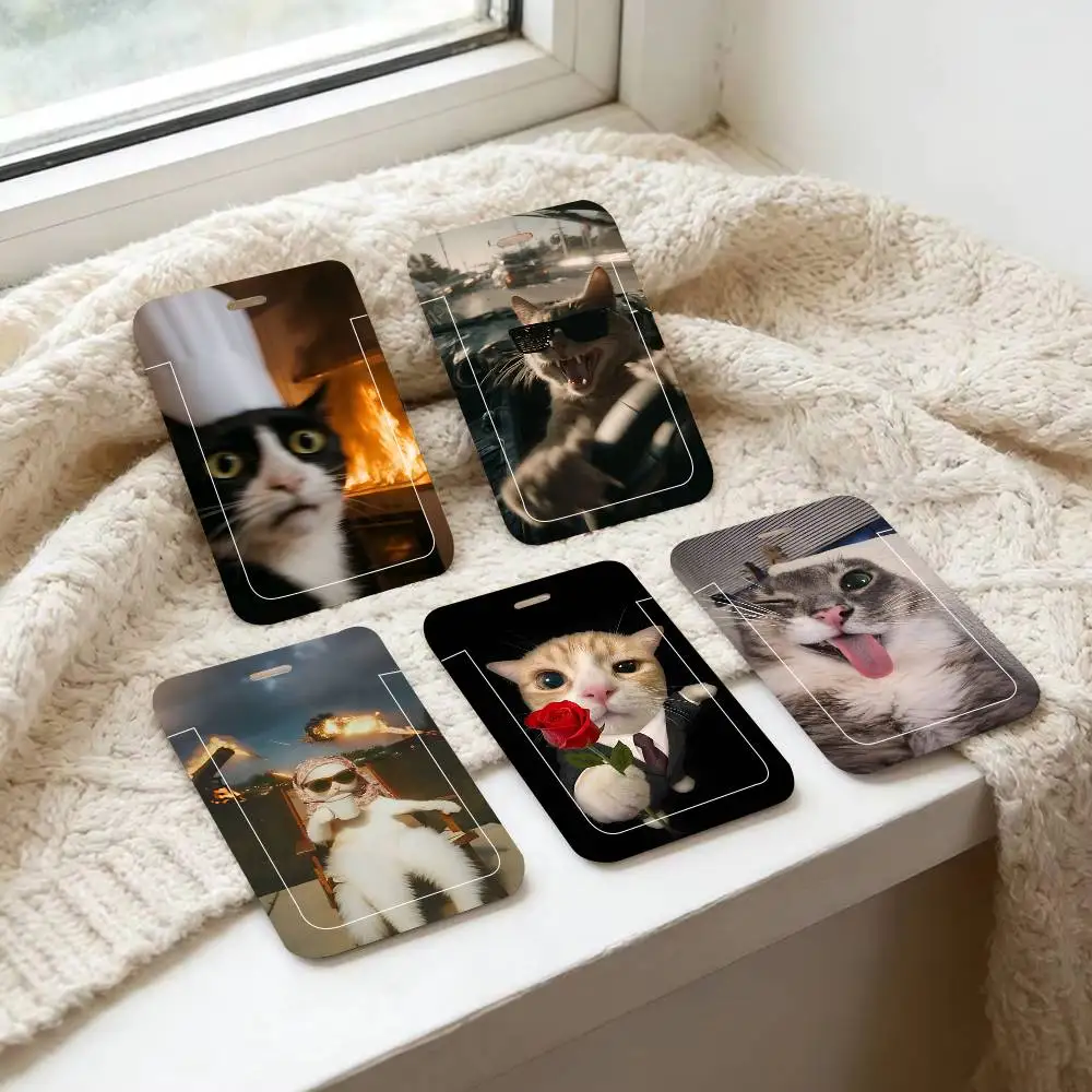 Cute Cat Meme Funny Lanyard Card Holders Student ID Card Holders Neckband Card Holders Access Control Accessories Gifts