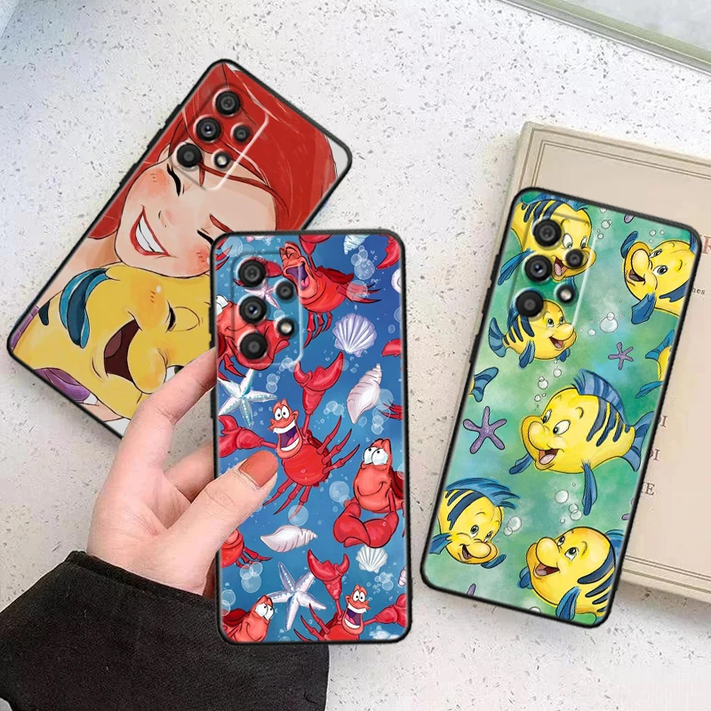 

The Little Mermaid Cute For Samsung A53 A52 A33 A32 A51 A71 A21S A13 A73 A55 A22 A23 A35 A72 A54 A12 5G Black Funda Phone Case