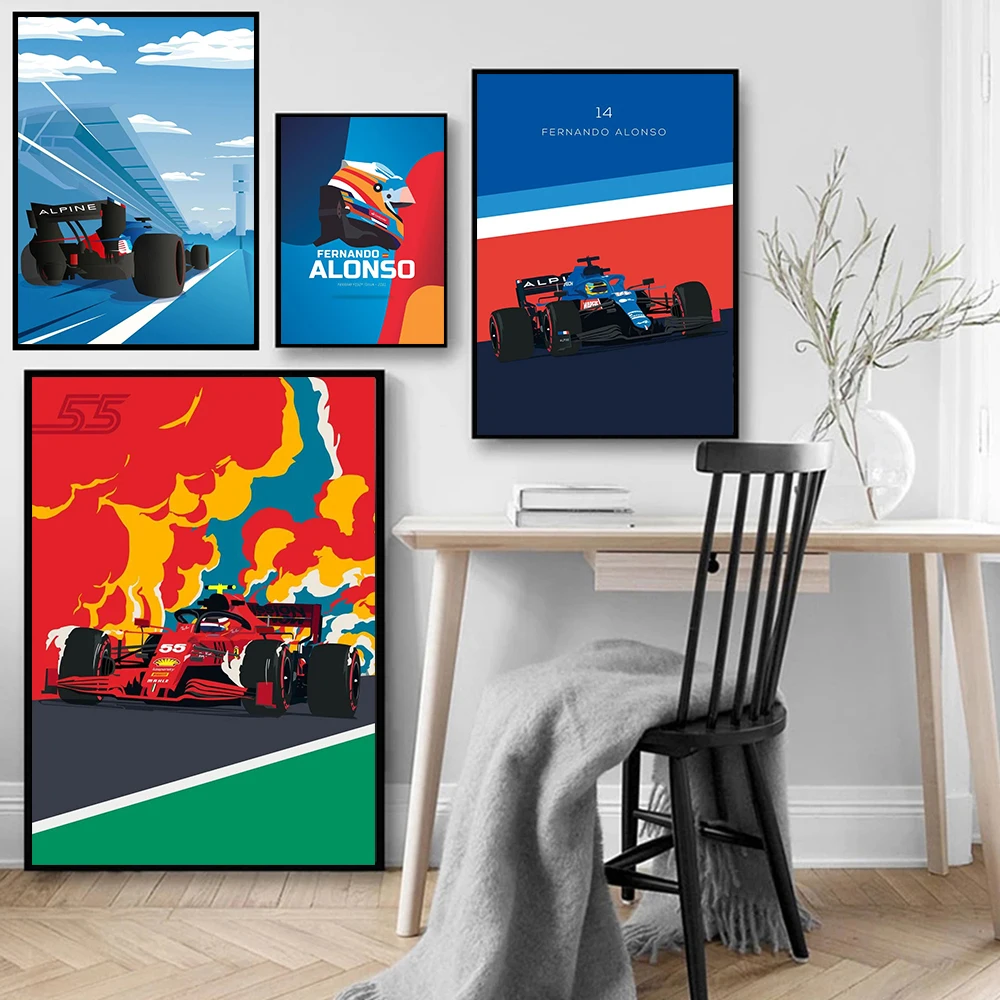 Fernando Alonso F1 Poster Formula 1 Race Canvas Painting Print Modern Modular Wall Art Picture For Living Room Home Decoration