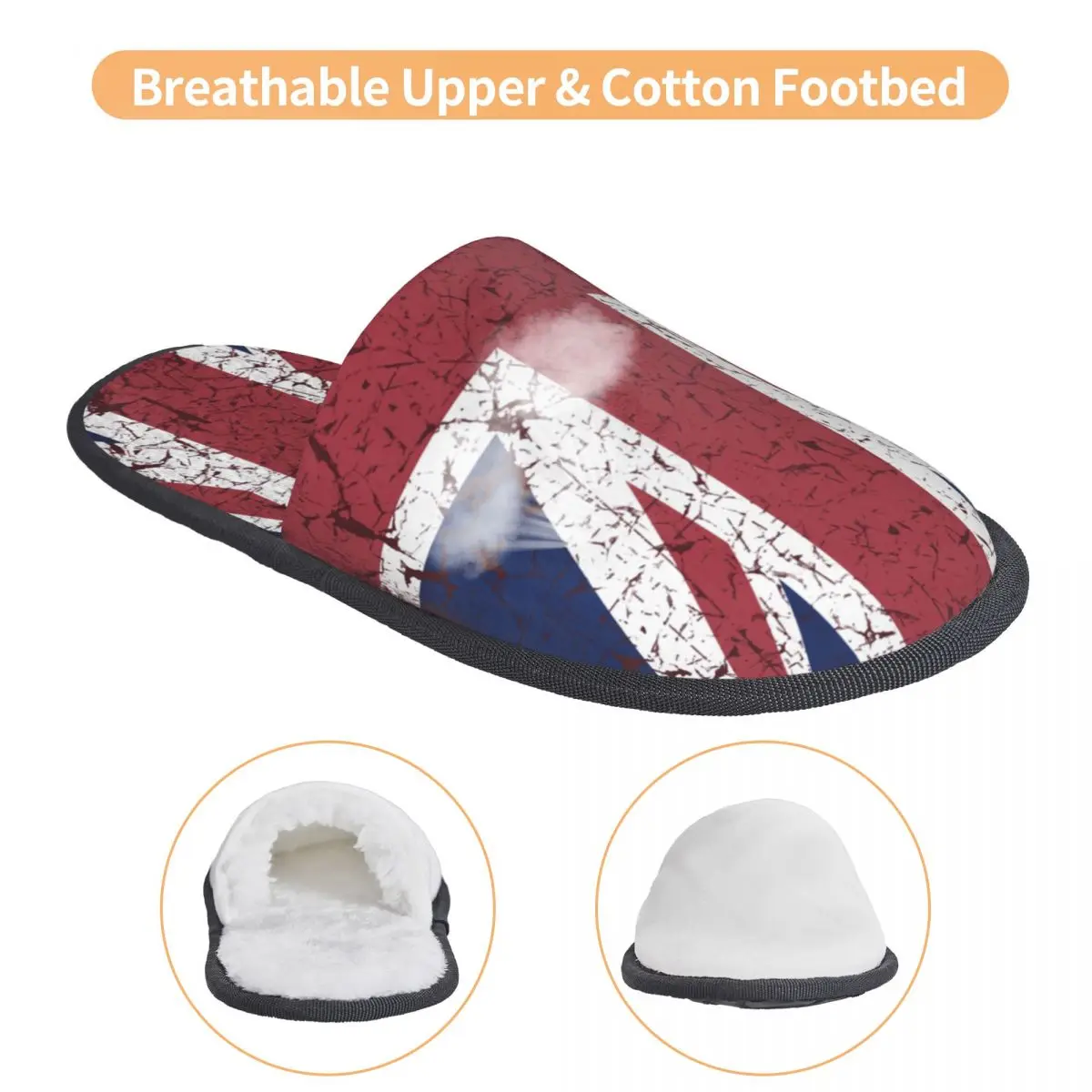 Custom Vintage Union Jack Flag Of Great Britain Memory Foam Slippers Women Comfy Warm House Slippers - view 3
