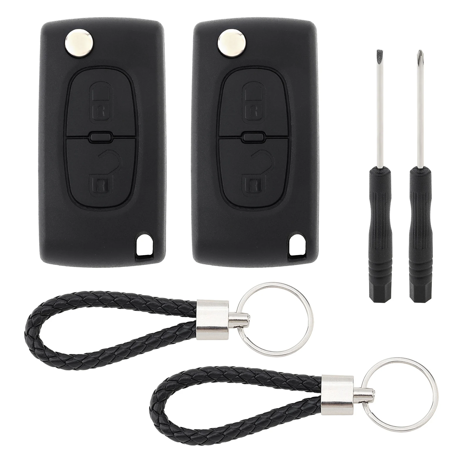 

2pcs 2 Buttons Car Remote Key Fob Shell Case Fit for PEUGEOT 207 307 308 407 Citroen Flip Folding Car Key Shells Replacement
