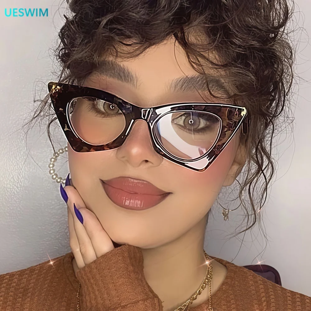 Retro Cat Eye Anti Blue Light Glasses For Women Fashion High Quality Clear Lens Ladies Ordinary Optical Glasses