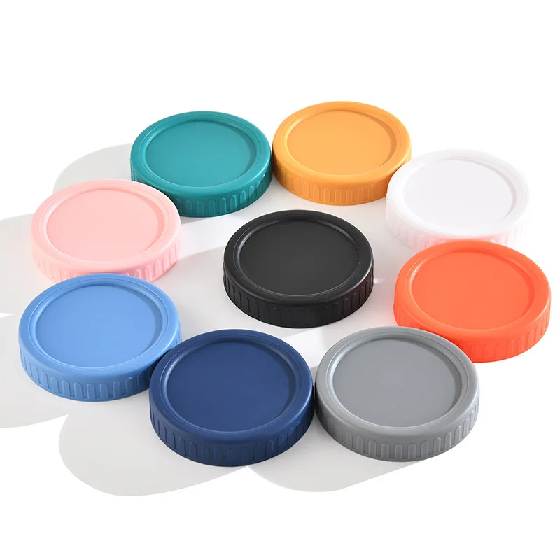 5 tapas de plástico de colores para tarros Mason, tapas herméticas para conservas con anillos de silicona, tapas reutilizables para tarros