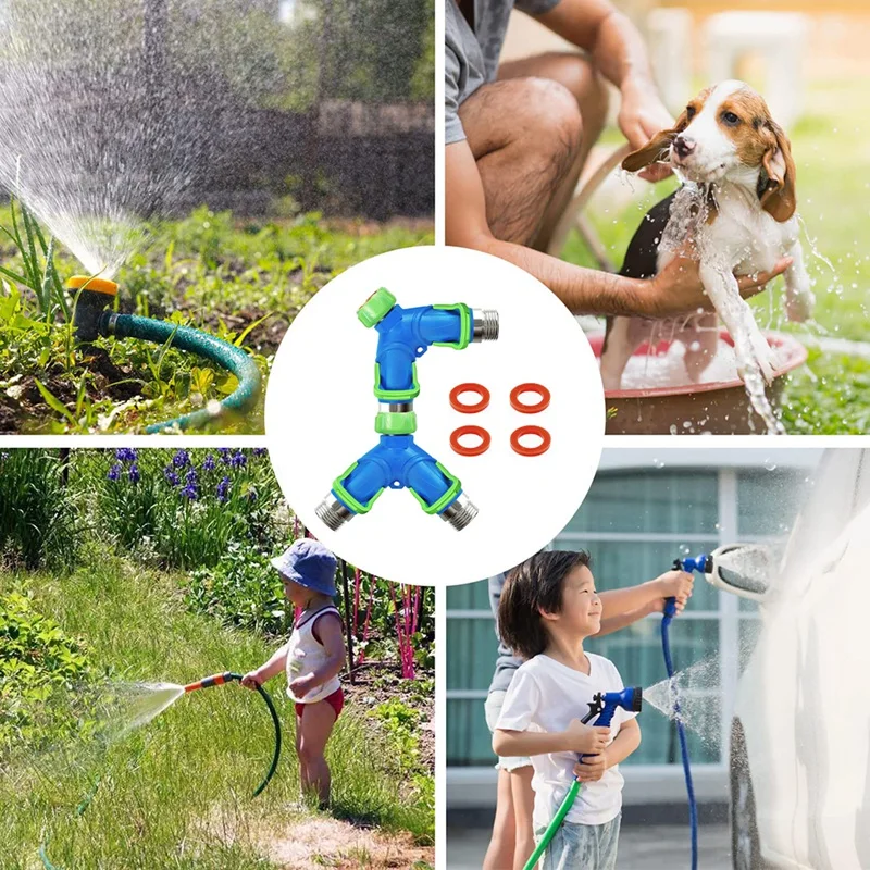 2Pcs Garden Hose Splitter Water Hose Splitter 2 Way Outdoor Water Spigot Hose Splitter