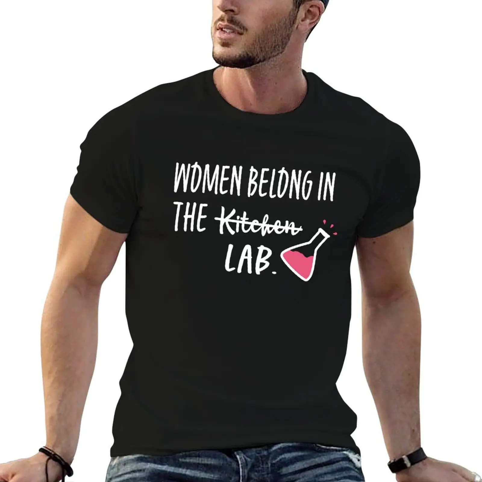 T-shirt pour femme « Women Belong In The Lab », en coton basique, ne rétrécit pas