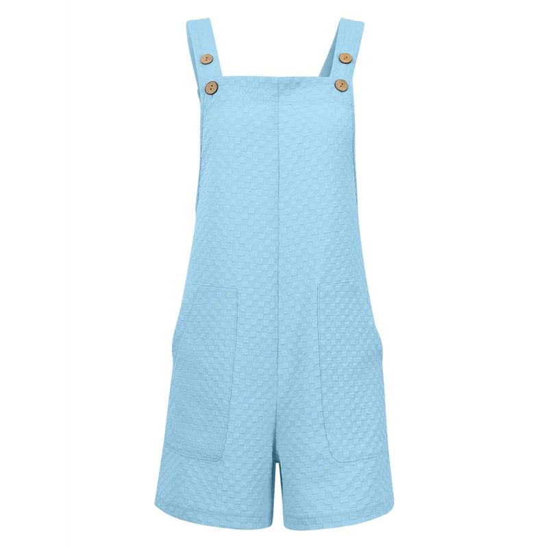 ホット Kf-レディース夏ノースリーブオーバーオールショーツ夏軽量カジュアルショートジャンプスーツ