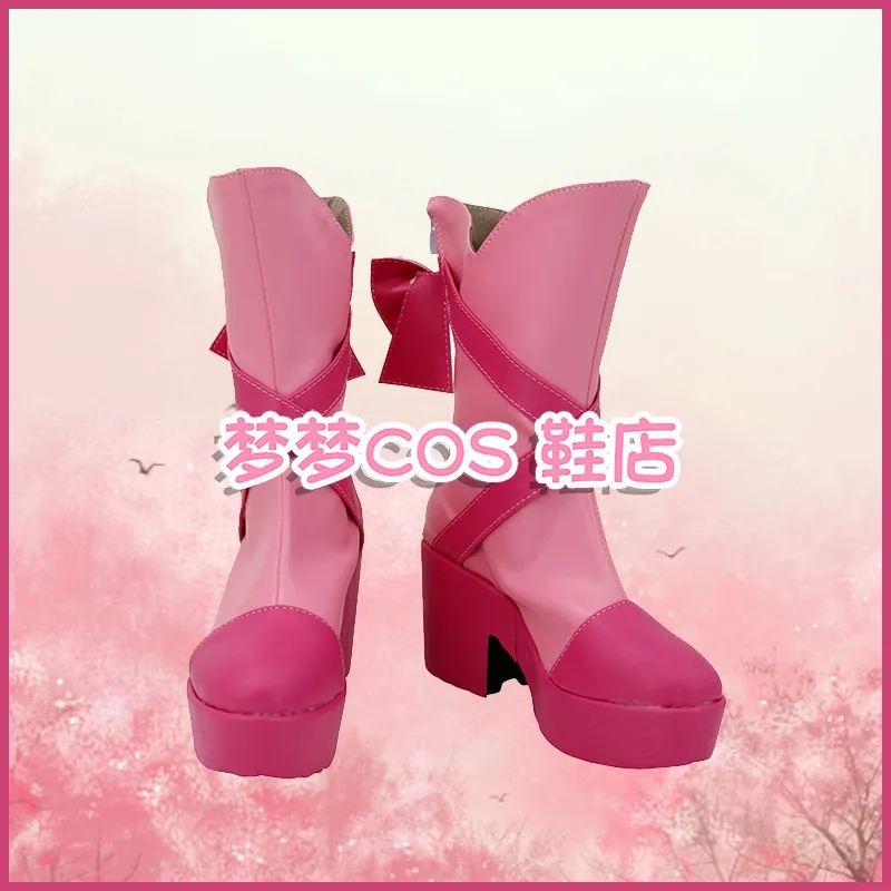 Meravigliose scarpe cosplay Precure Inukai Komugi Anime Halloween Stivali rosa Puntelli