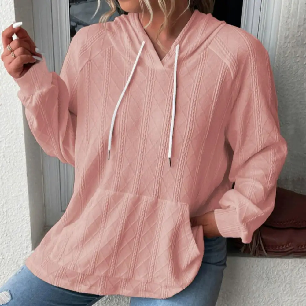 Lady Spring Top Women Hoodie Versatile Women's Hoodies Casual Comfy Chic Mid-length Tops with Drawstring Patch Pockets for Fall