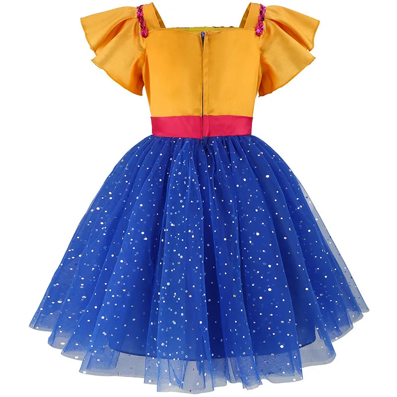 2026 New Arrival Halloween Carnival Girls Cosplay Short Sleeve Cute Yellow Fashion Puffy Dress with Accessories Set Aged 3-10