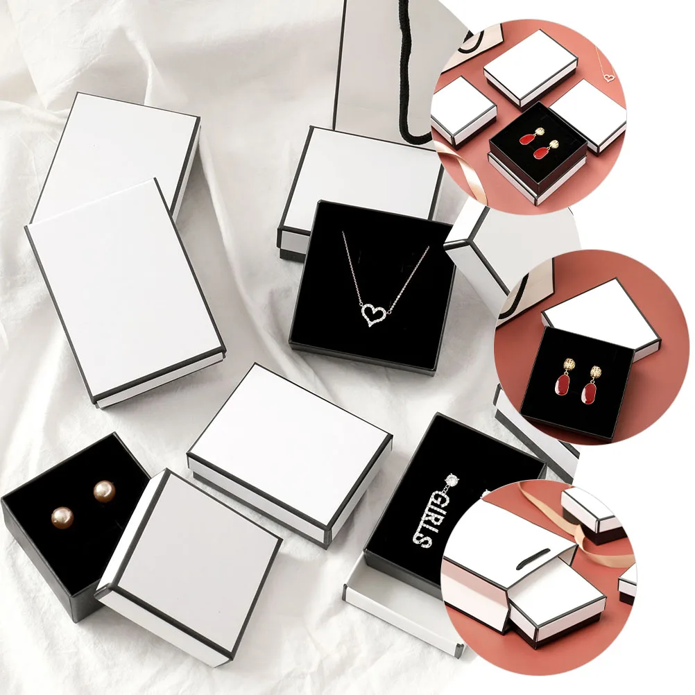 

6Pcs 9/7cm Ring Gift Box Necklace Earring Storage Case Jewelry Presentation Organizer Earring Necklace Ear Studs Gift for Shop
