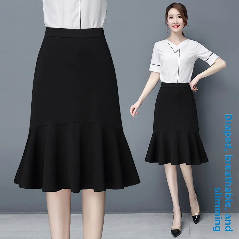 

Юбка миди с высокой талией, весенняя мода, женская, приталенная, фасон «рыбий хвост», новая модель, с узором «листья», 100% другое материалное полотно