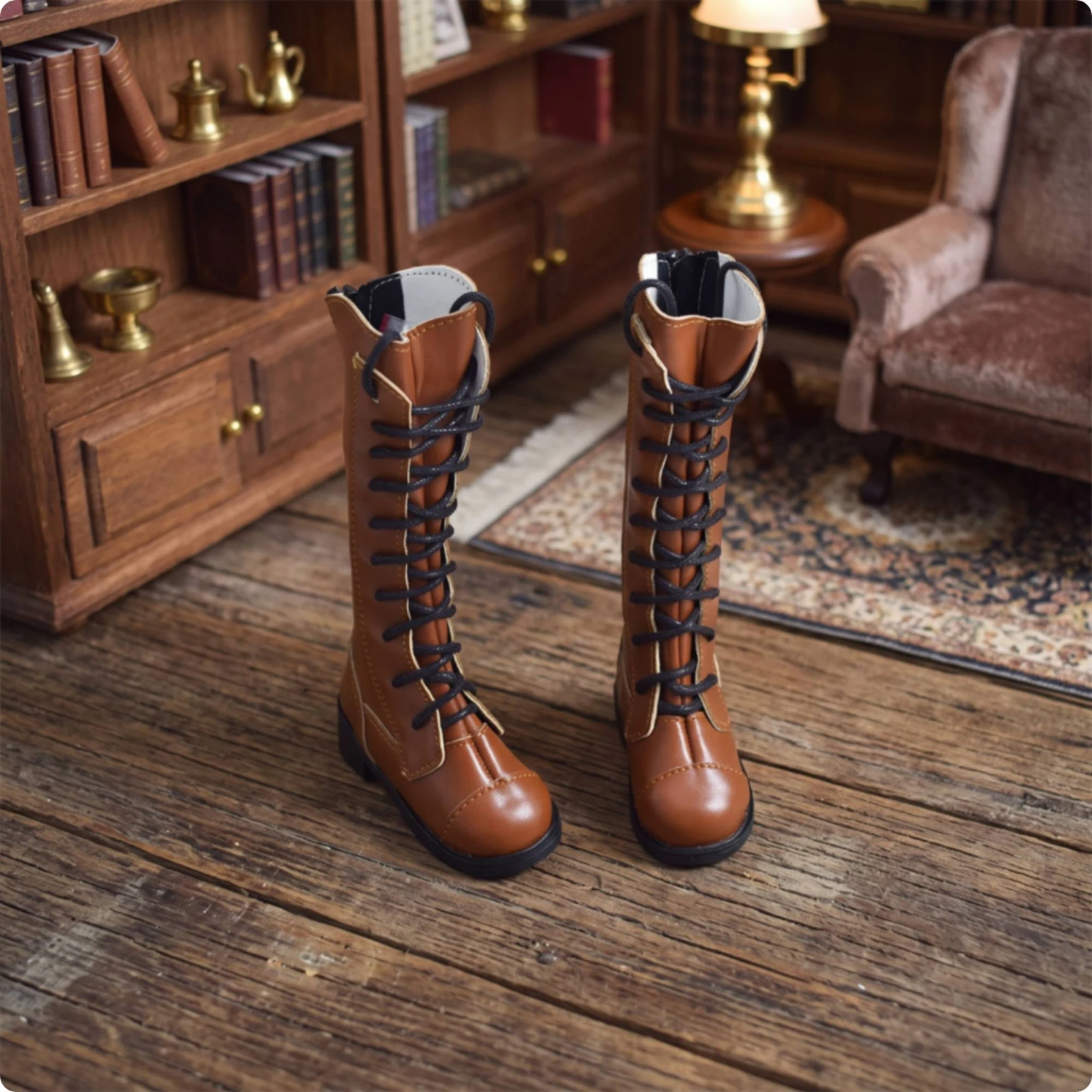 BJD Doll Boots 1/4 Scale Doll Boots with Tall Shaft Footwear Miniature Black for Hobbyists
