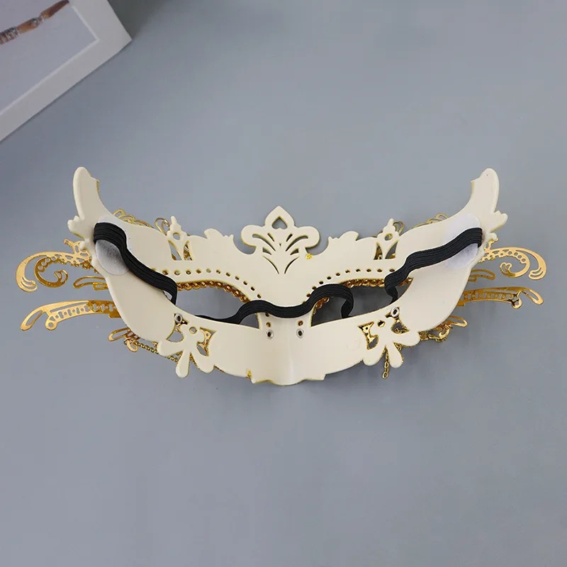 Rhinestone Metal Half Face Venetian Mask with Feather Fringe Chain Shiny Masquerade Mask for Halloween Party Couples Women Men