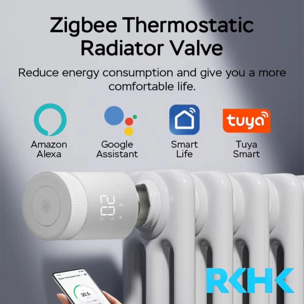 Tuya Smart Home Zigbee 3.0 1-5PCS Radiator Thermostat Valve TRV Remote Temperature Heating Controller Support Alexa Google Home