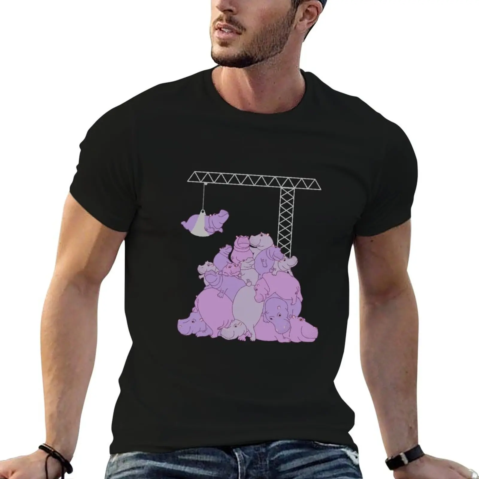 

brand cotton - t 100% Hippopotapile T-Shirt luxury merrier! man for shirts men pack more The shirt t cotton the