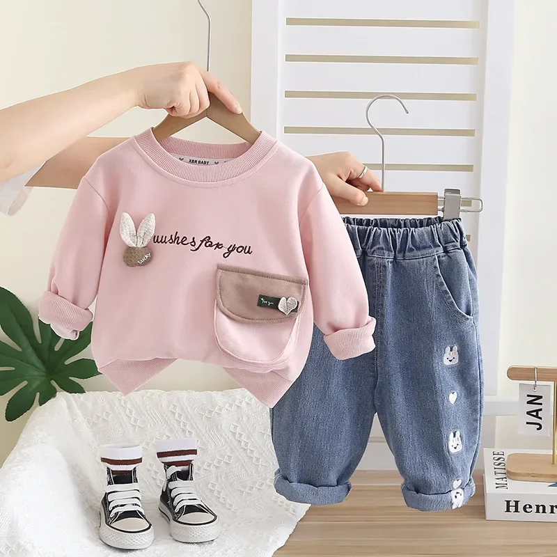 

New Spring Autumn Baby Girls Clothes Set Children Cartoon T-Shirt Pants 2Pcs/Set Kids Clothing Infant Costume Toddler Tracksuits