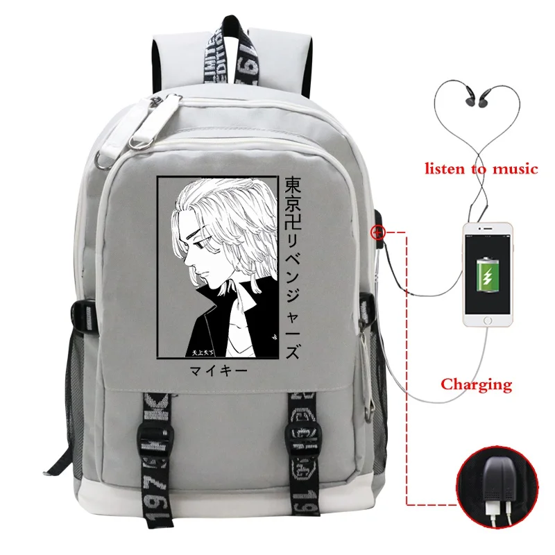 TakRevengers Manjiro Sano Anime Sac à dos pour hommes, sac à dos USB, sacs d'école décontractés pour adolescents et étudiants, mode japonaise, chaud