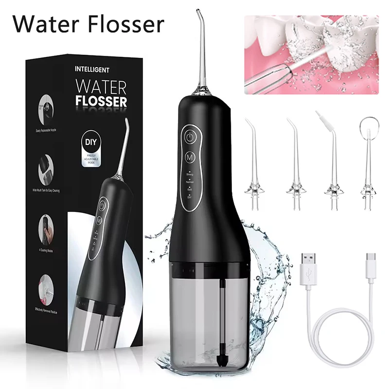 

Electric oral irrigator Portable Water flosser 4 Modes Teeth Cleaning IXP7 Waterproof USB Rechargeable Suitable for adults