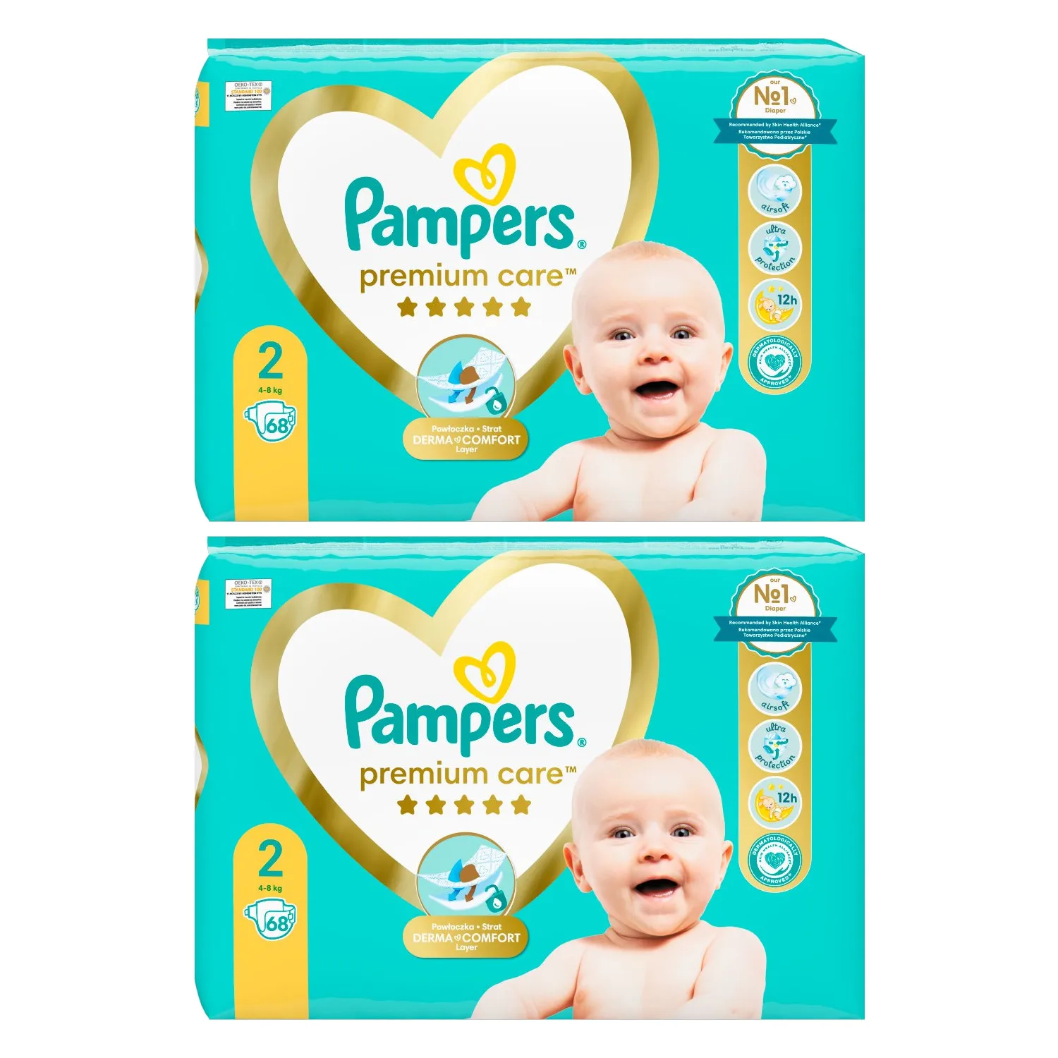 2x PAMPERS Premium Care Roz 2 (4-8 kg) Mini 68 PCs