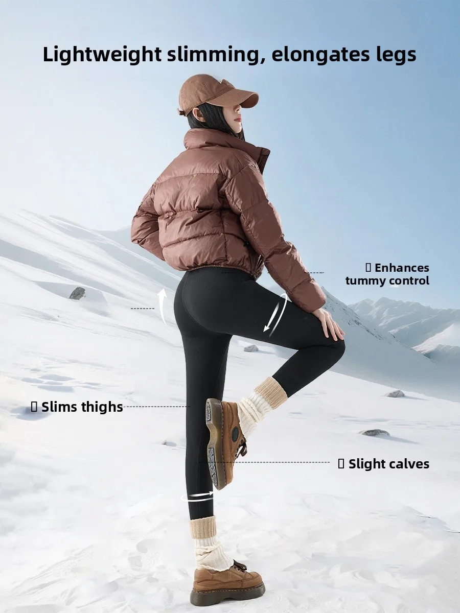 High Waist Fce Lined ark Skin Yoga Pants Women's Thiened Autumn Winter Camel Hair Base Layer Pants Warm Abdomen Control