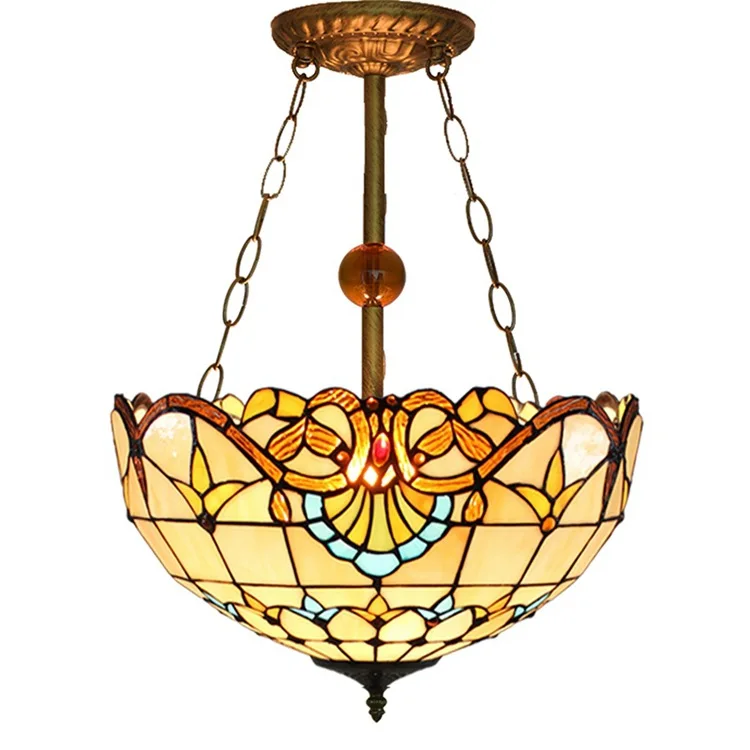 

16 Inch 40cm Led Fixtures for Hotel Chandelier Pendant Lamps Stained Glass Retro Baroque Tiffany Chandeliers