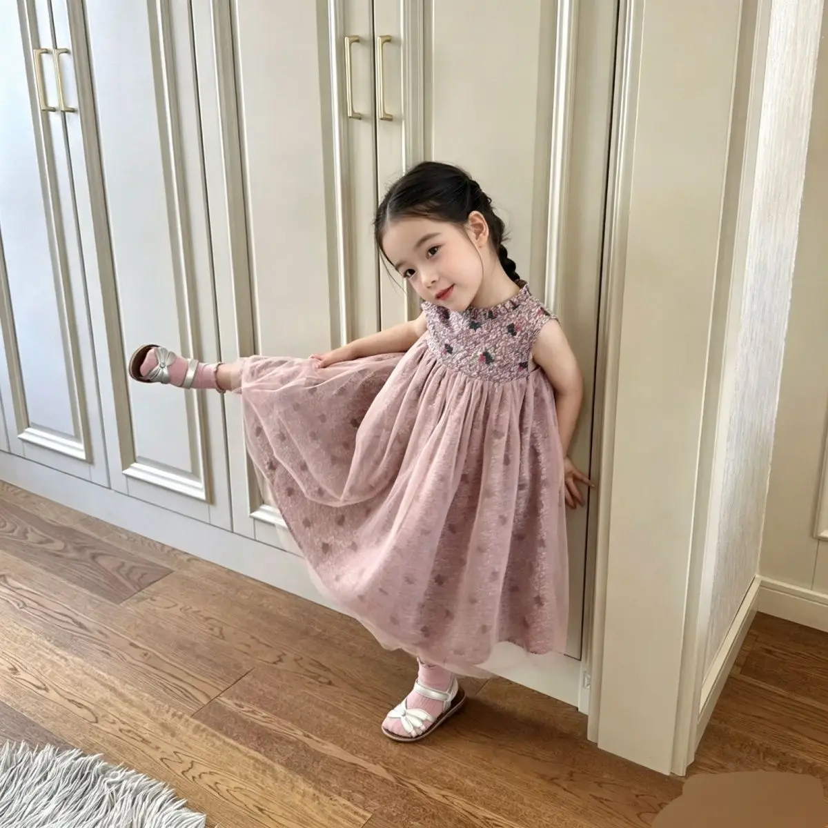 Summer Princess Lace Gauze Cute Dress Pink Girl Kawaii Pink Clothes Elegant Wedding Birthday Party Lace Skirts Retro Sundress
