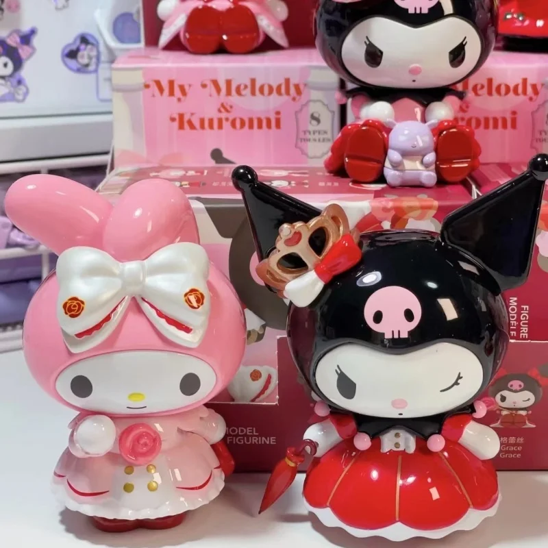 Miniso Sanrio Rose With Count Box Kuromi My Melody Decorative Model Kawaii Birthday Gift Anime Decoration  birthday gift