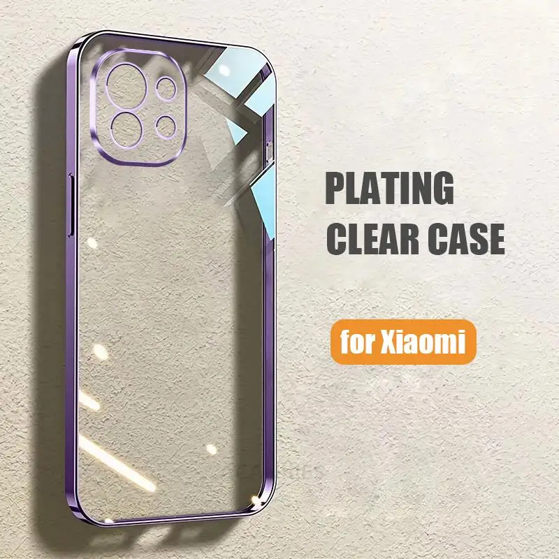 Luxury Plating Bumper Clear Case For Xiaomi Mi 11 Lite 5g Ne 11t 10t Pro Ultra 11i 10 T Transparent Silicone Cover Mi11 11lite