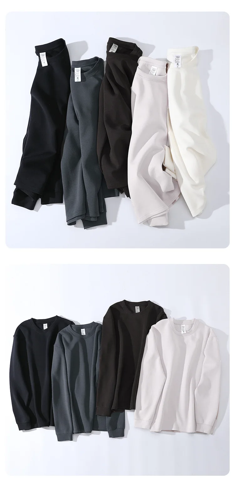 Long Sleeve Lyocell Wool T Shirt Crew Neck Tops Men Women Essential Tees Winter