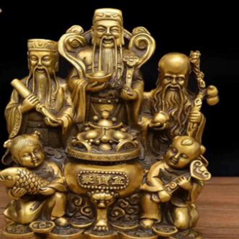 

All-copper Buddha Statue, Golden Boy and Jade Girl Craft Gift Ornament
