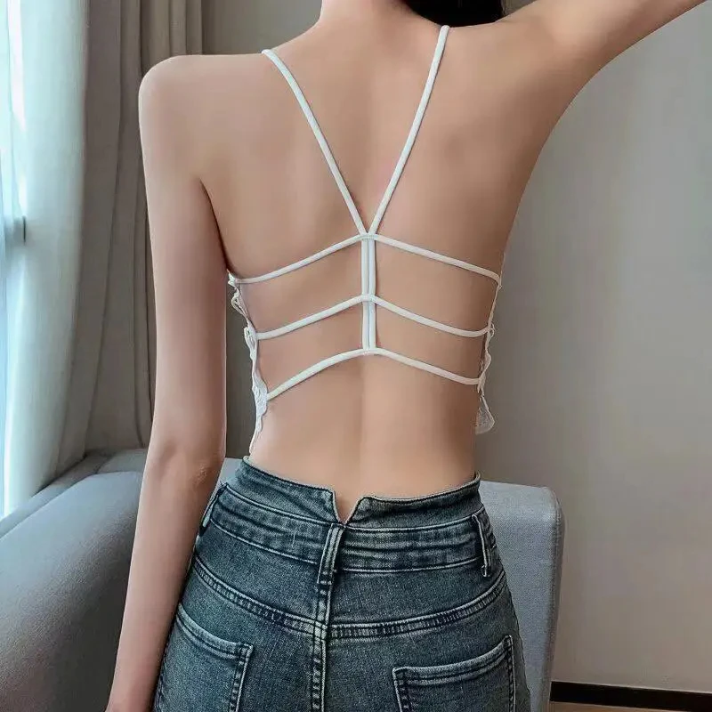 Hollow Out Tank Tops Summer Vintage Hook Flower Hollow Back Strap Pure Sexy Inner Style Slim Can Wear Bra Externally for Women