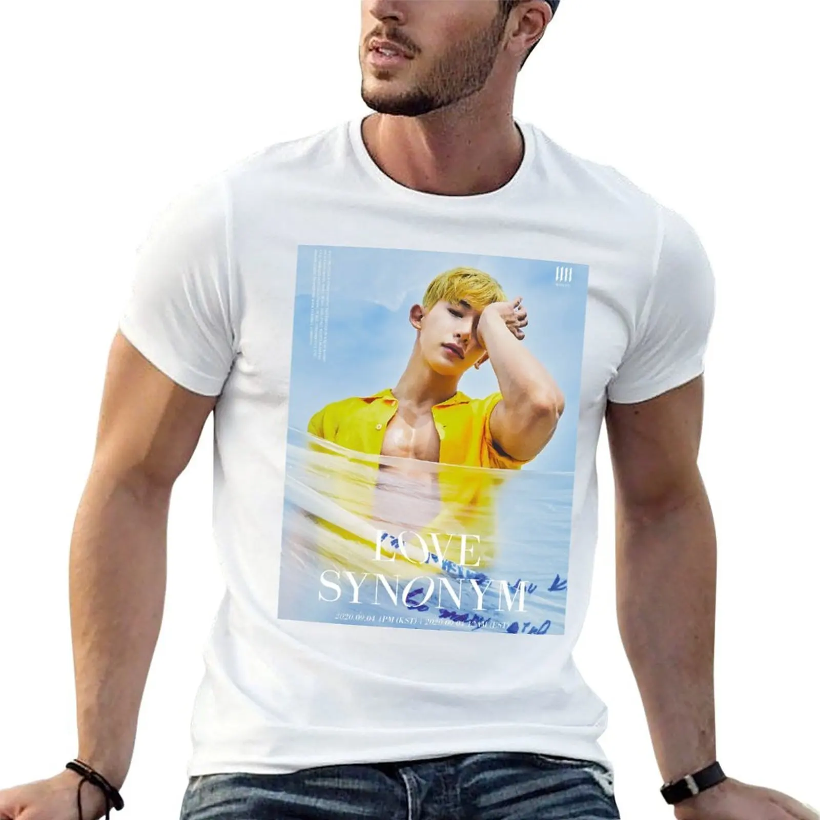 

WONHO OPEN MIND T-Shirt man t shirts graphic t shirt for man 100 percent cotton t shirt man casual T-shirt