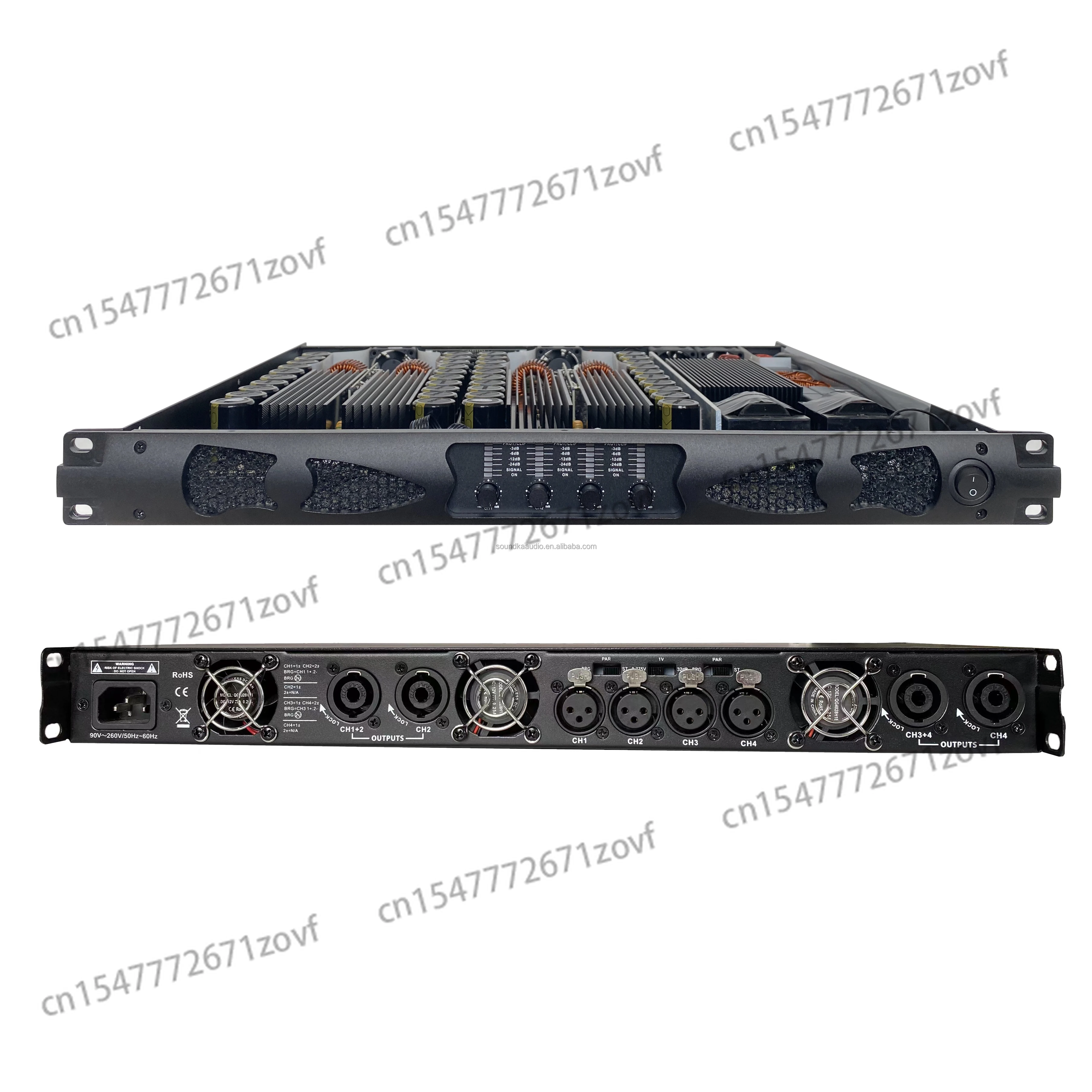 

2*500W 1U Digital Class D 2-Channel PA System Audio Amplifier Efficient Sound for Stage Sound Box 8Ω/4Ω Impedance Metal Shell