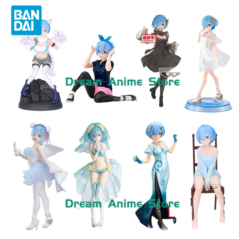 

Bandai Original Re:ZERO - Starting Life in Another World Anime Figure Rem Ram Collectible Model Action Figure Toys for Kids Gift