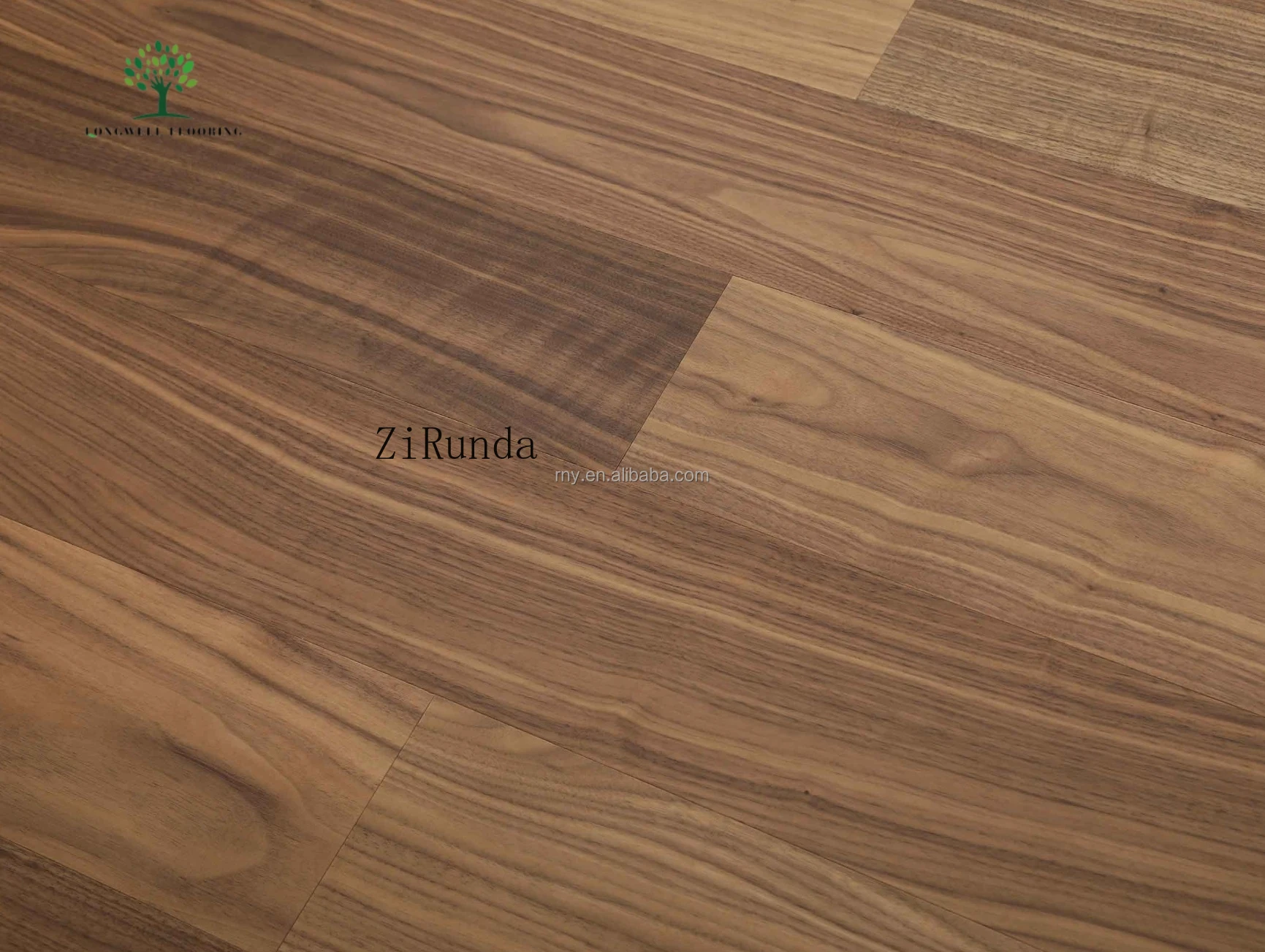 Versión personalizada de piso de madera cepillada de nogal interior, material de nogal negro de estilo europeo