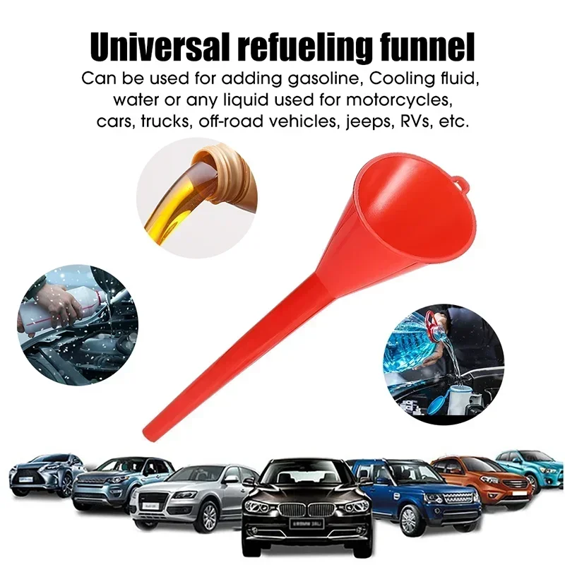 Car Long Handle Plastic Funnel Splash-proof Gasoline Filling Tool Car Truck Motorcycle Oil Replacement Funnel Auto Accessories