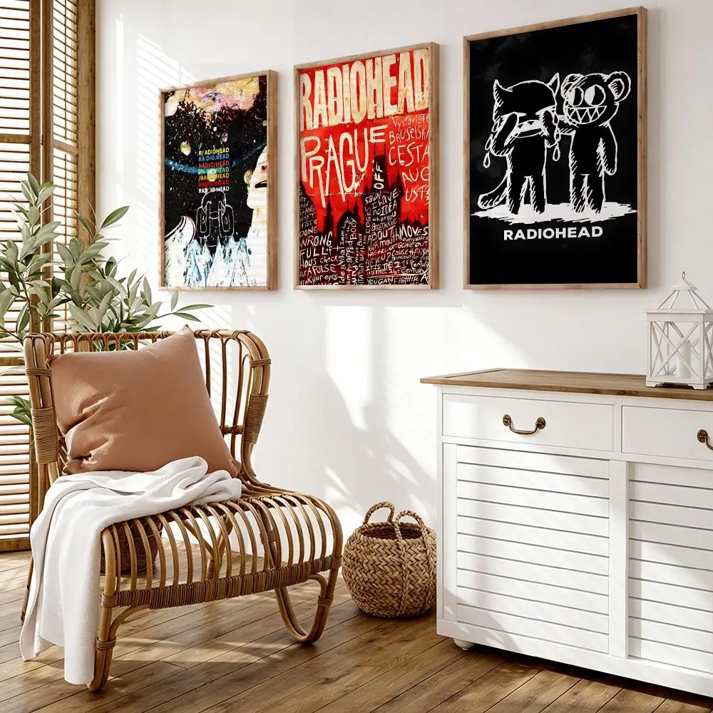 Band R-Radiohead Poster Wall Stickers HD Painting Self Adhesive Art Decals for Bedroom Living Room Home Decor