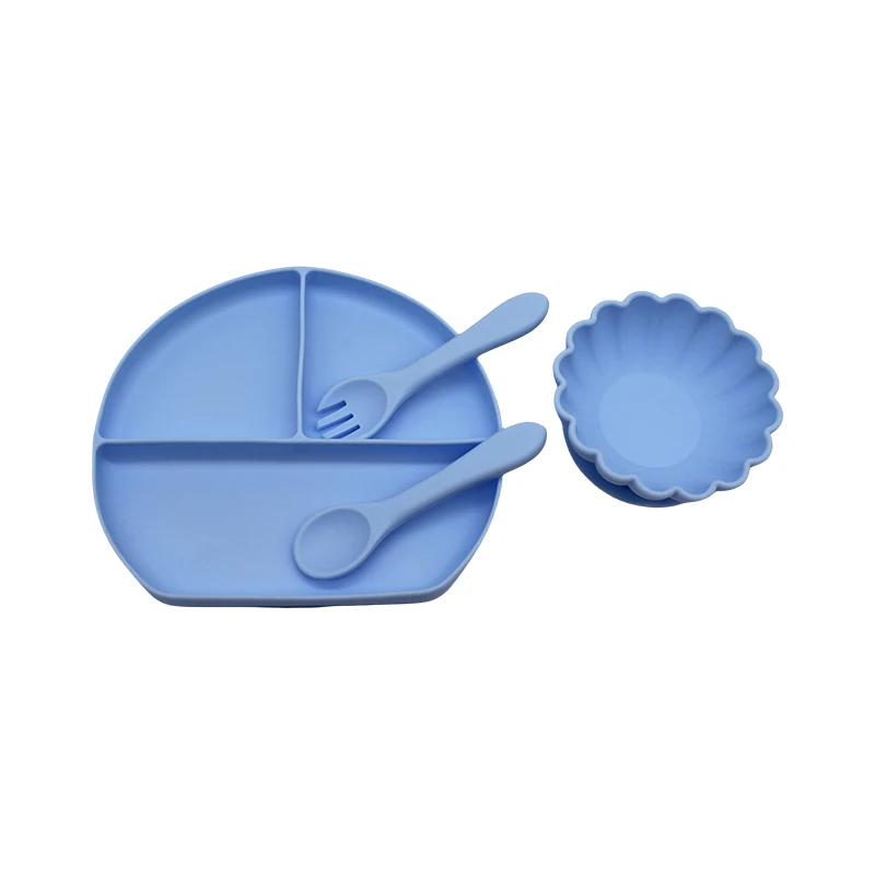Children's Dinner Plate Compartment Tray Infant Suction Cup Autonomous Eating Training Bowl and Plate Complementary Tableware