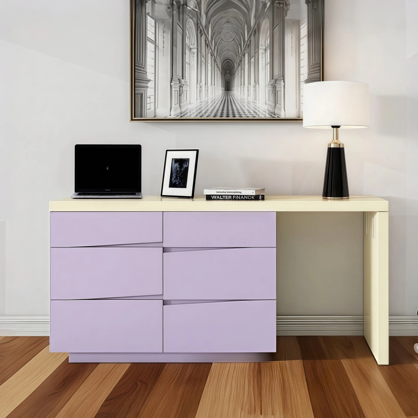 Piano paint dresser table, modern minimalism, bedroom retractable desk, TV cabinet combination