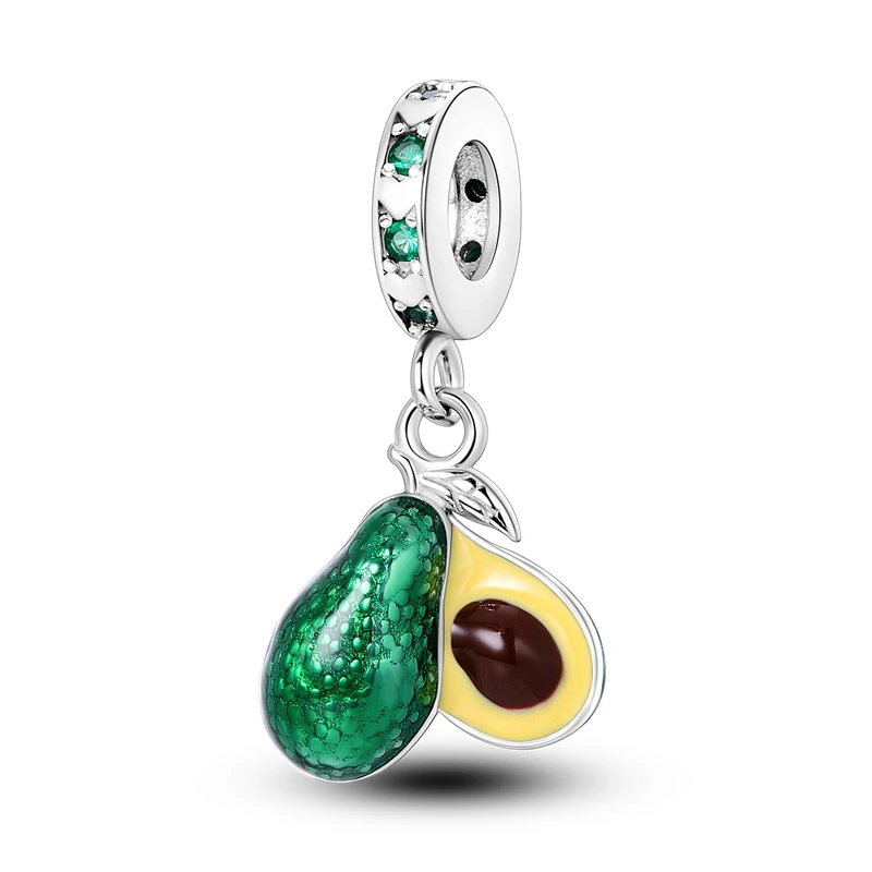 925er Sterlingsilber, grüne Serie, Avocado-Anhänger, Kaktus-Charms, Perlen, passend für Original-Armbänder, Damen-DIY-Schmuck – Detail 23