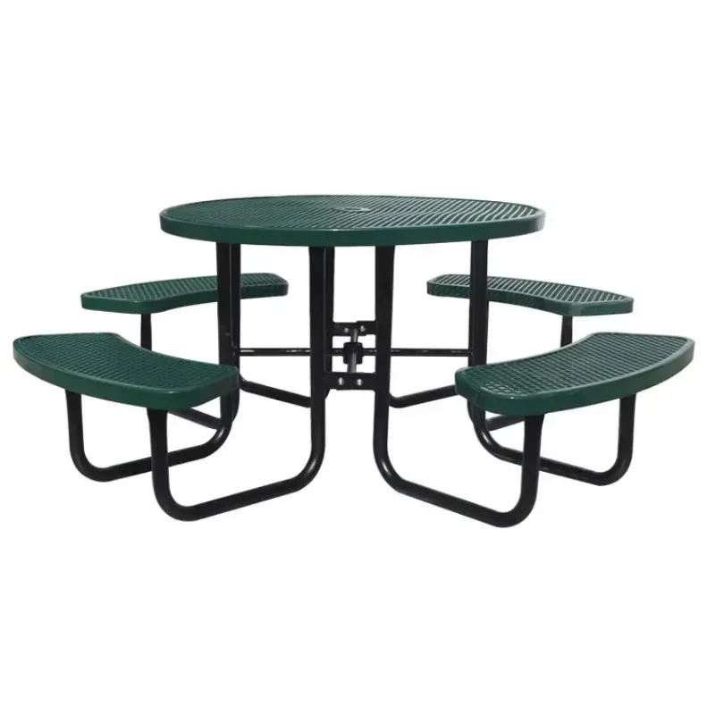 outdoor garden set fashion unique design round table patio plastic coated metal picnic table