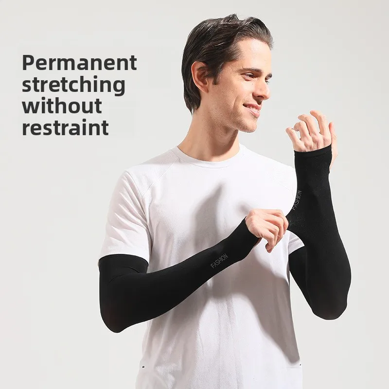 غطاء حماية للذراع بأكمام ثلجية صيفية لركوب الدراجات في الهواء الطلق وأكمام يدوية وغطاء حماية من الشمس من الحرير الجليدي البارد