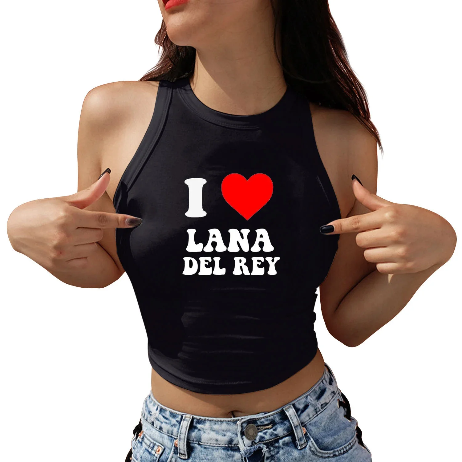 Women Girls Sexy Crop Top Lana Del Rey Ldr Sailing Graphics T Shirt Cropped Harajuku Vintage Tank Tops Streetwear Fans Gift