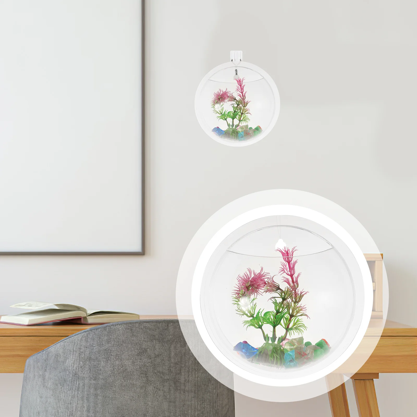 Creative Acrylic Wall-Mounted Fish Tank Hydroponic Vase Decorative Planter Home Ornament for Flowers Plants Party Wedding