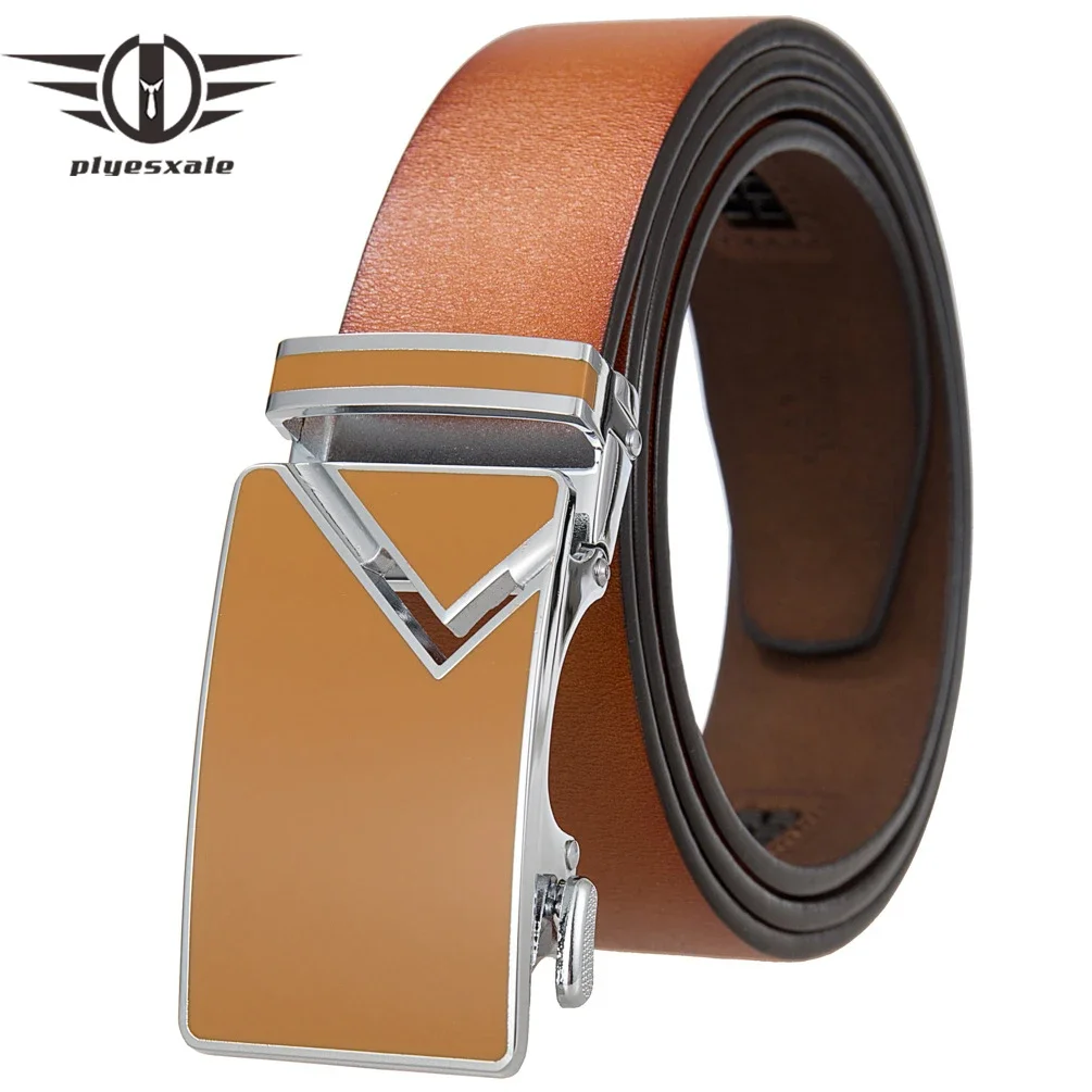 

Plyesxale High-end Men's Vintage Retro Cowskin Leather Belts Top Quality Designer Automatic Buckle Belt Men Waistband Male B972