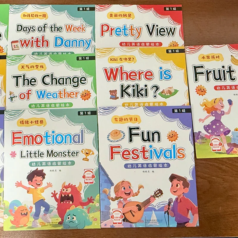 10 Books/set Bilingual English Story Books Kids Audio Picture Books Educational Early Learning Books for Toddlers