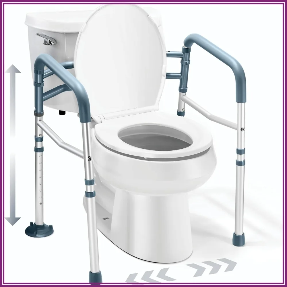 

Adjustable Toilet Safety Rail - Heavy-Duty Stand Alone Frame with Handles for Elderly & Handicapped, Fits Most Toilets