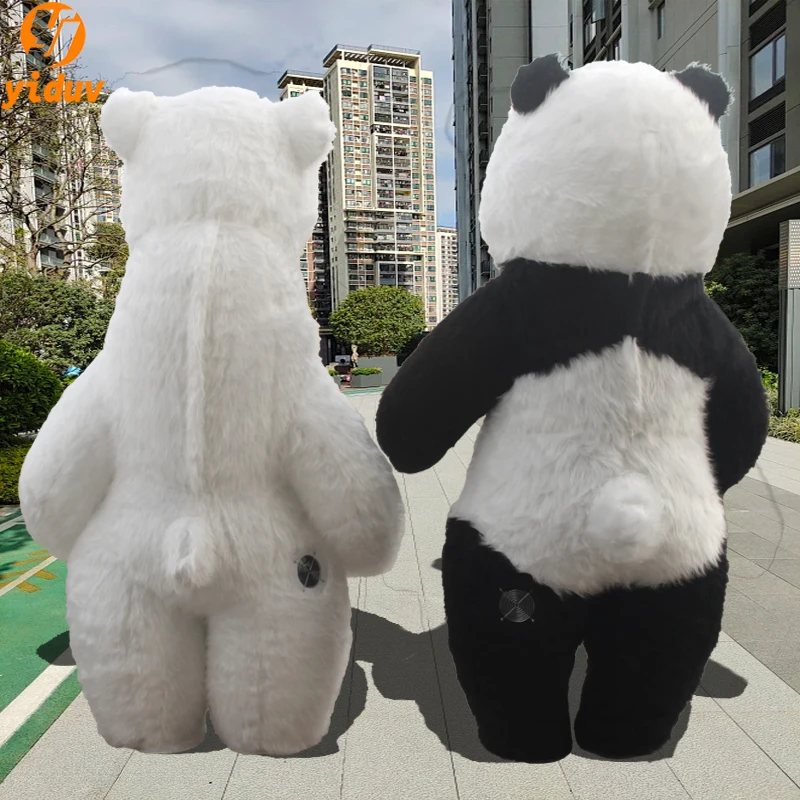 2024 gigante gonfiabile orso polare Costume adulto pelliccia peluche Blow Up mascotte vestito personaggio animale indumento gonfiato per oggetti di scena